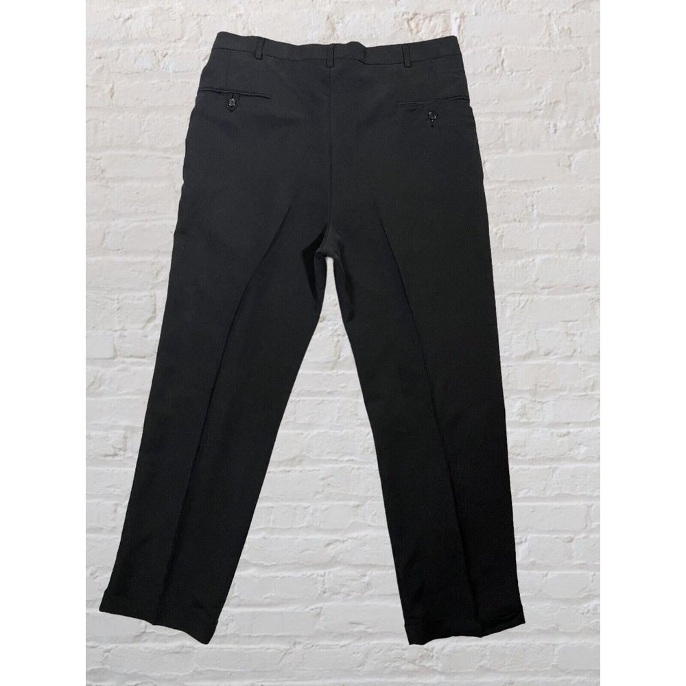 Haggar Collections 36x32 (36x30) Black Microfiber Pleated Business Casual Pants - Picture 3 of 10